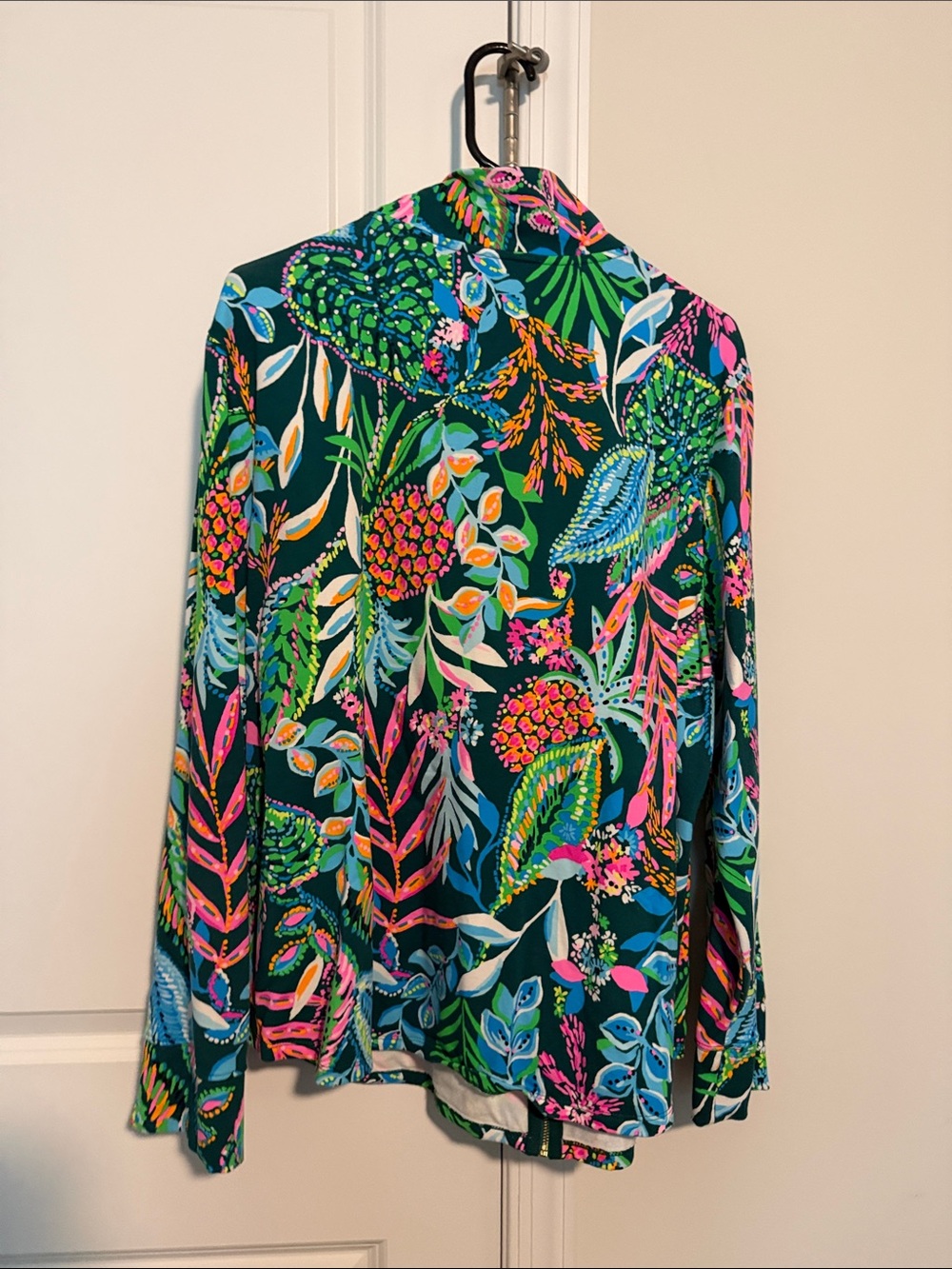 Lilly Pulitzer Navy Tropical-Print Zip Leona - Picture 3 of 3